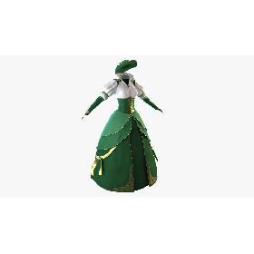 Green Vintage Dress with Hat 3D model